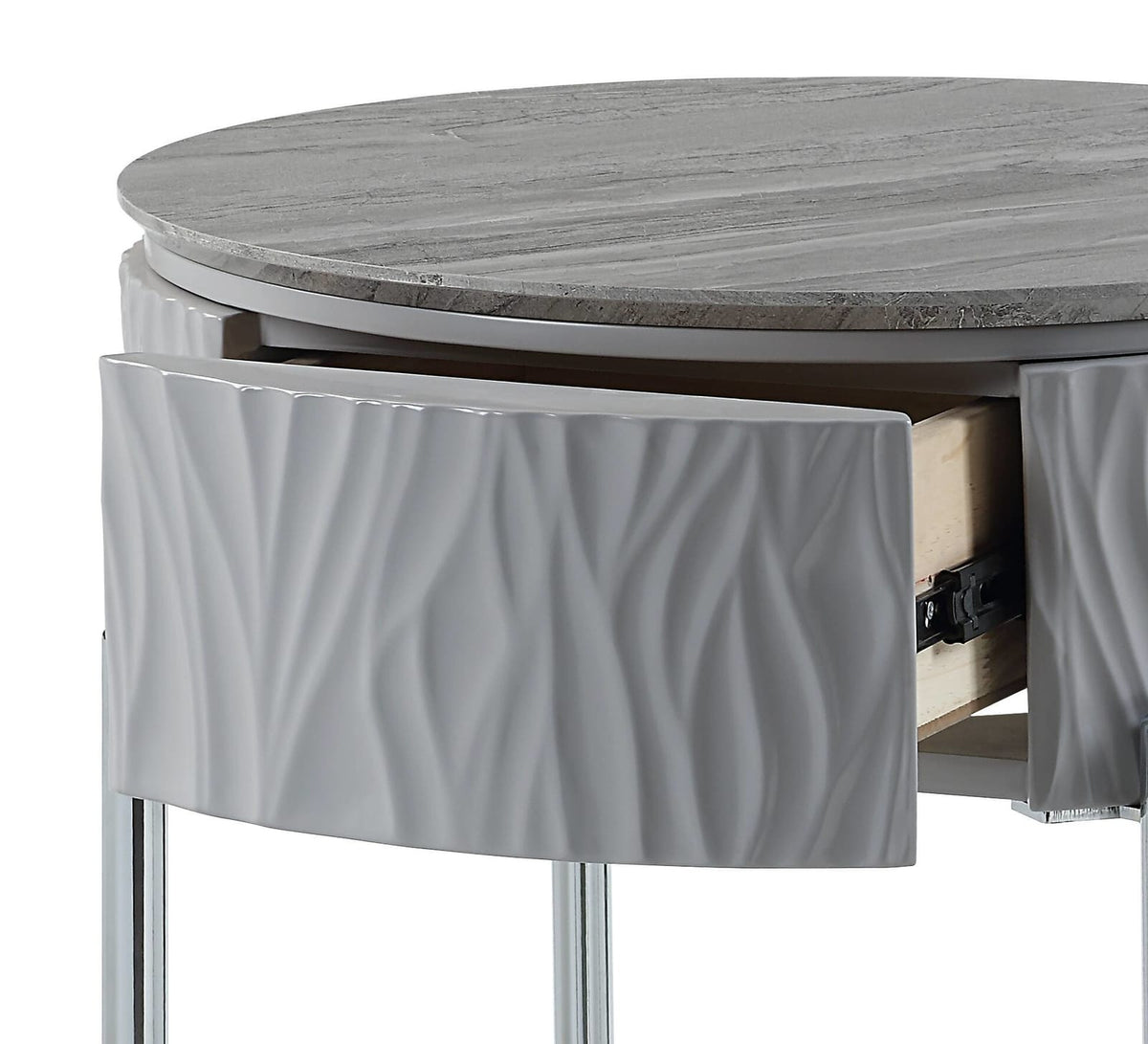 Gray End Table with Storage Drawer - 16x47 Inches for Living Room