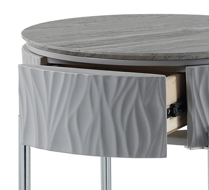 Gray End Table with Storage Drawer - 16x47 Inches for Living Room