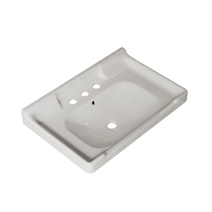 White Ceramic Bathroom Basin - 28" with Faucet Holes