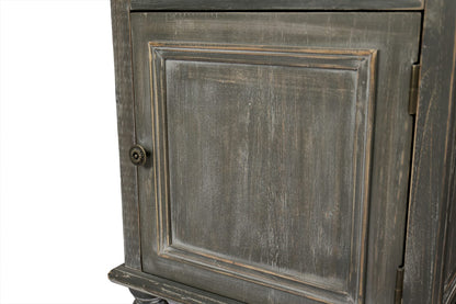 Living Room Black & Gray Farmhouse Accent Chest Tall Narrow Storage Cabinet for