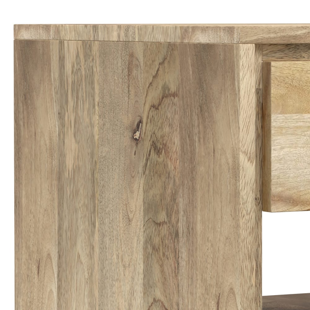 Lowry End Table - Natural Wood & Metal Storage Side Table