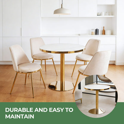 Golden White Pedestal Table - Modern Coffee Table 31.5 Inch