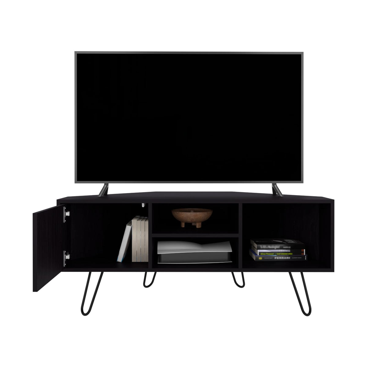 Lancaster Corner TV Stand - Black MDF Storage