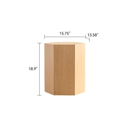 Natural Wood Hexagon Coffee Table - Small Bedroom End Table for Living Room