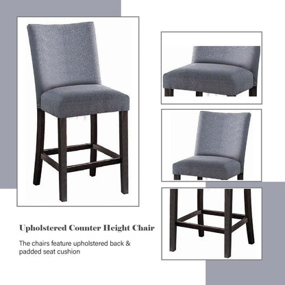 Espresso Wood Fabric Counter Height Dining Chair Set