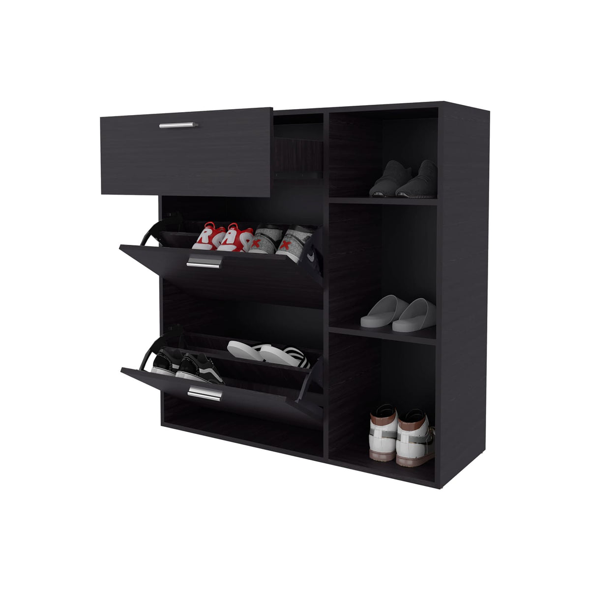 Black Shoe Cabinet with 2 Doors - Storage for Bedroom for Living Room