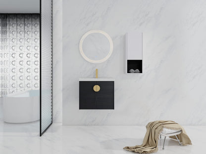 Modern Black Chestnut Bathroom Vanity with Storage and Sink
