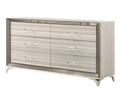 64" White Solid Wood MDF Dresser Bedroom Storage