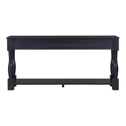 Espresso Solid Wood Console Table with 3 Drawers for Living Room