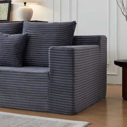 Deep Seat Corduroy Modular Cloud Couch with Cup Holders, No Assembly Required