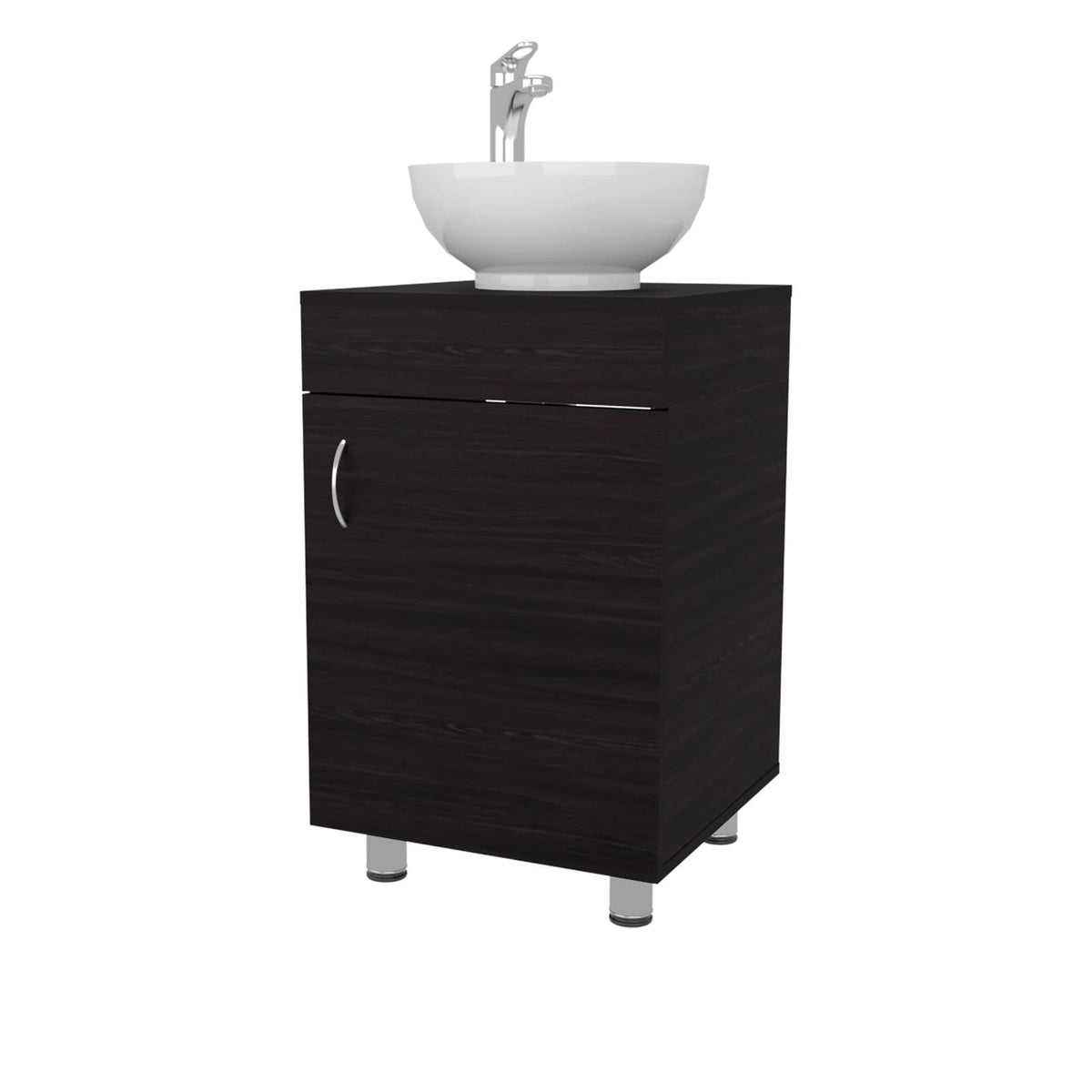 Dark Brown Bathroom Vanity with Storage