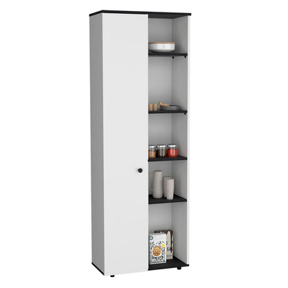 Compact Kitchen Storage Cabinet with White and Black Finish for Dining Room