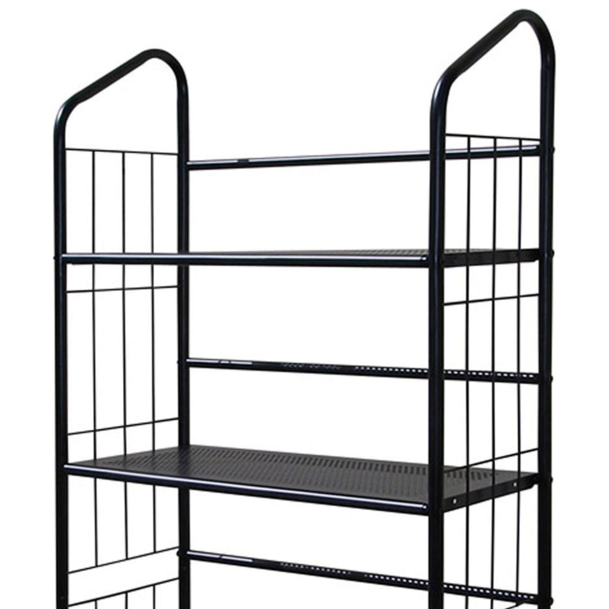 64" Tall Black Corner Bookcase - Metal Shelving Unit
