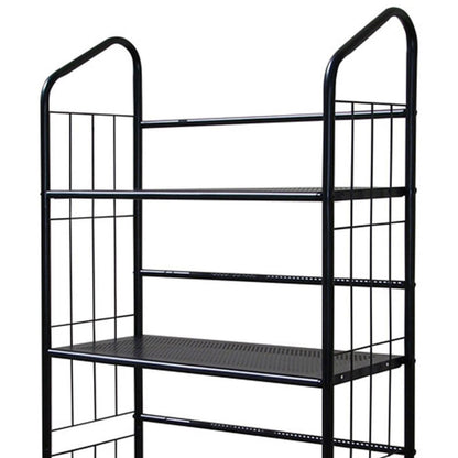 64" Tall Black Corner Bookcase - Metal Shelving Unit