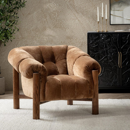 Bronze Polyester Accent Chair - 38.6" W x 39.8" D x 31.1" H