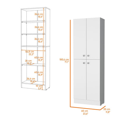 White Wood Pantry Cabinet with 5 Shelves