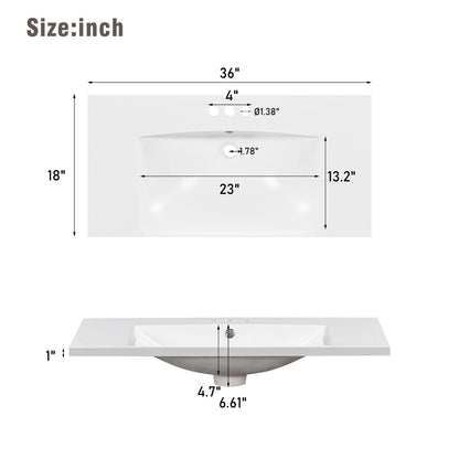 White Resin Bathroom Sink Vanity Top for Easy Renovation