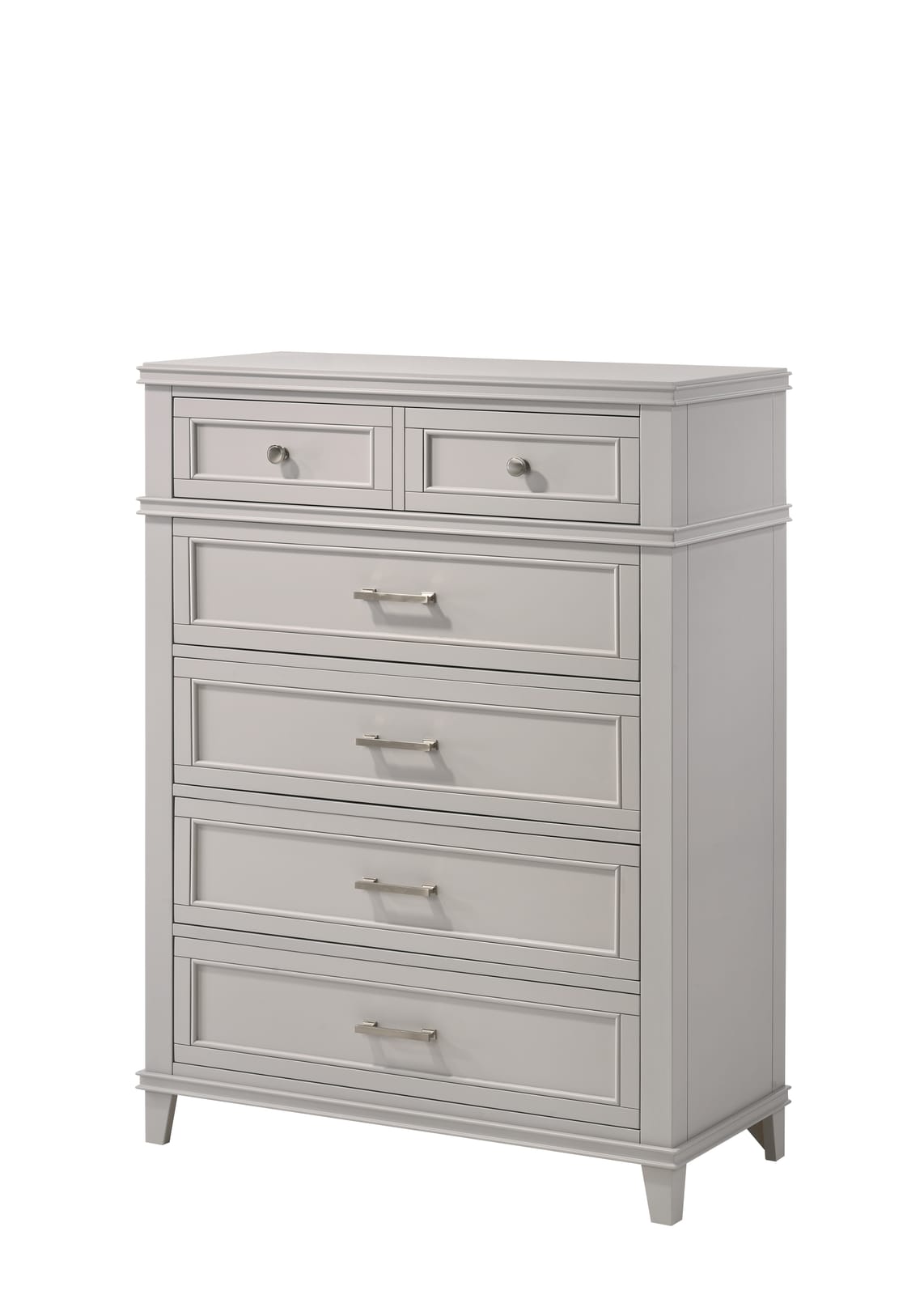 Gray Solid Wood Chest with 5 Drawers for Bedroom Storage
