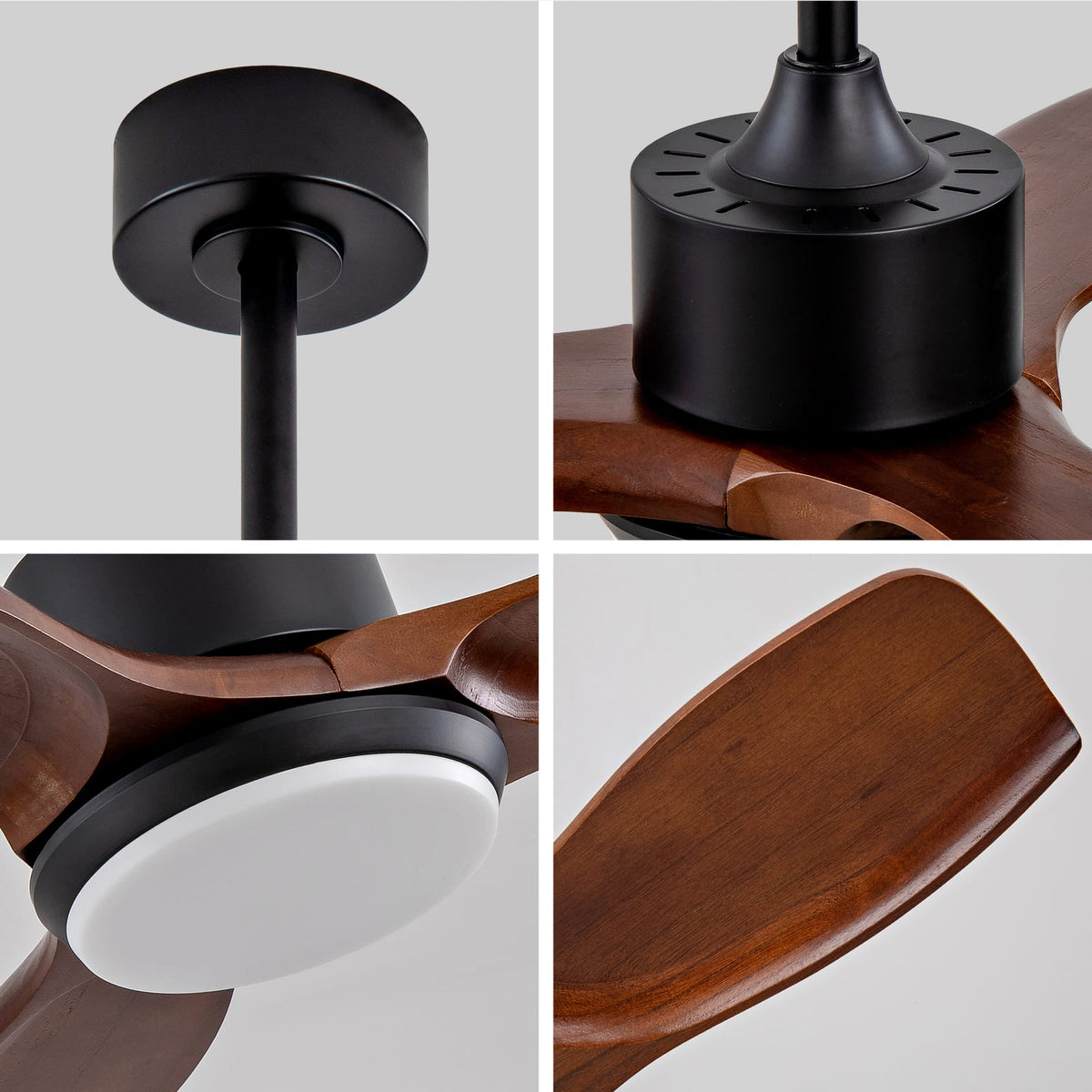 36" Wood Ceiling Fan with Lights - Remote Control, Quiet DC Motor for Living Room &