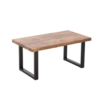 Walnut MDF Coffee Table with Metal Legs - 43.3" x 21.6" for Living Room
