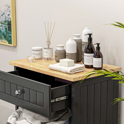 HOMCOM Kitchen Trash Cabinet - Black Storage & Safety