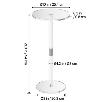 Clear Acrylic Drink Table - 10" Round Top