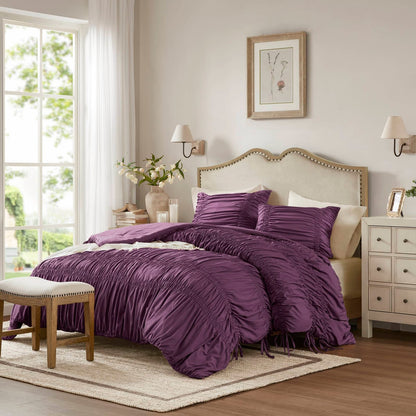 Purple Microfiber Comforter Set for Romantic French Country Bedroom