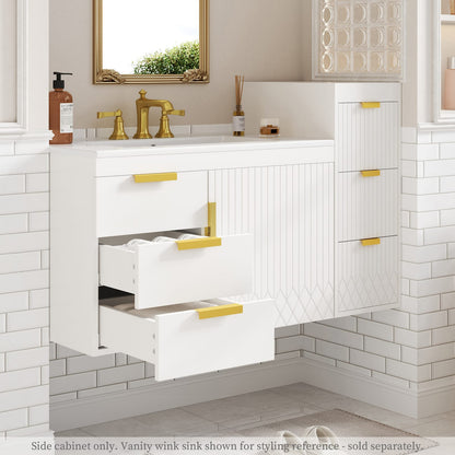 White MDF Metal Bathroom Storage Cabinet - Wall Mounted