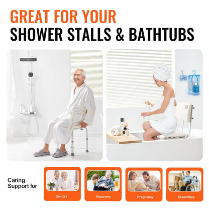 Adjustable Height Shower Chair - 350 LBS Capacity Aluminum Seat