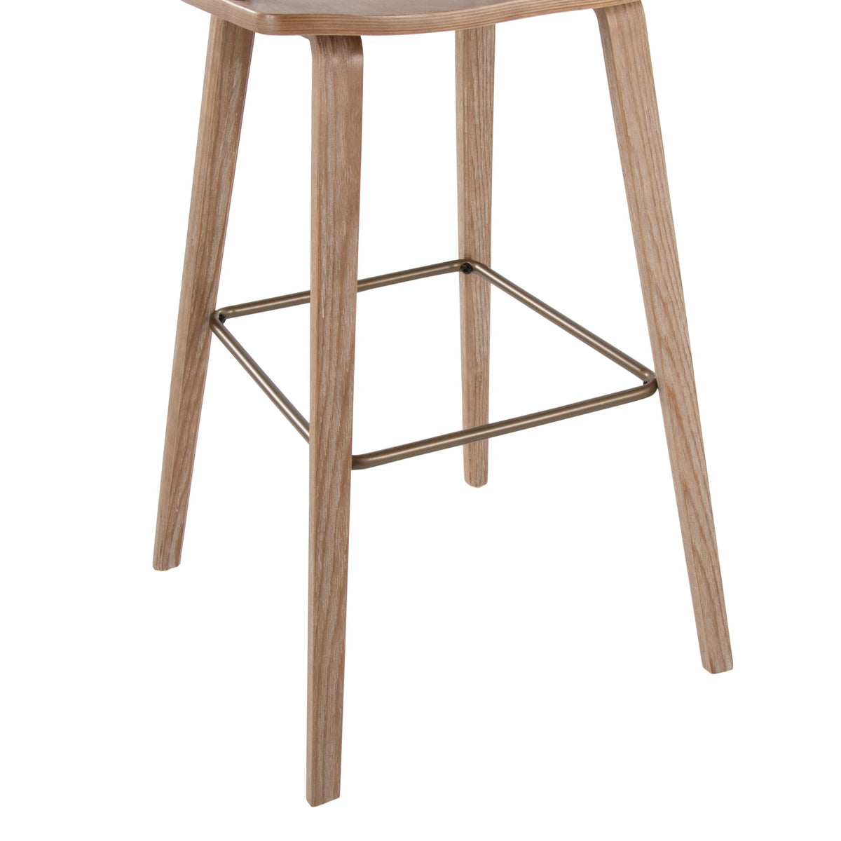 Fixed-Height Barstool - Whitewashed Wood & Antique Copper Metal