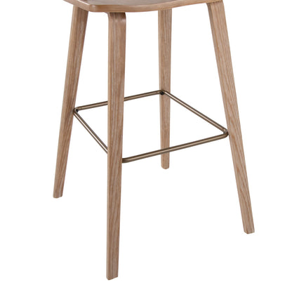 Fixed-Height Barstool - Whitewashed Wood & Antique Copper Metal