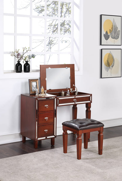 Cherry Poplar Makeup Vanity Set Bedroom Storage