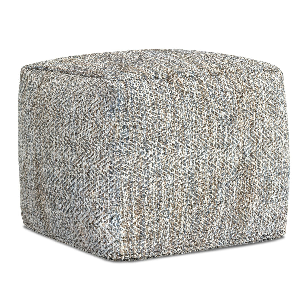Gray Cotton Ottoman - 18 Inch Square Pouf