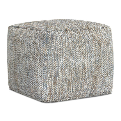 Gray Cotton Ottoman - 18 Inch Square Pouf
