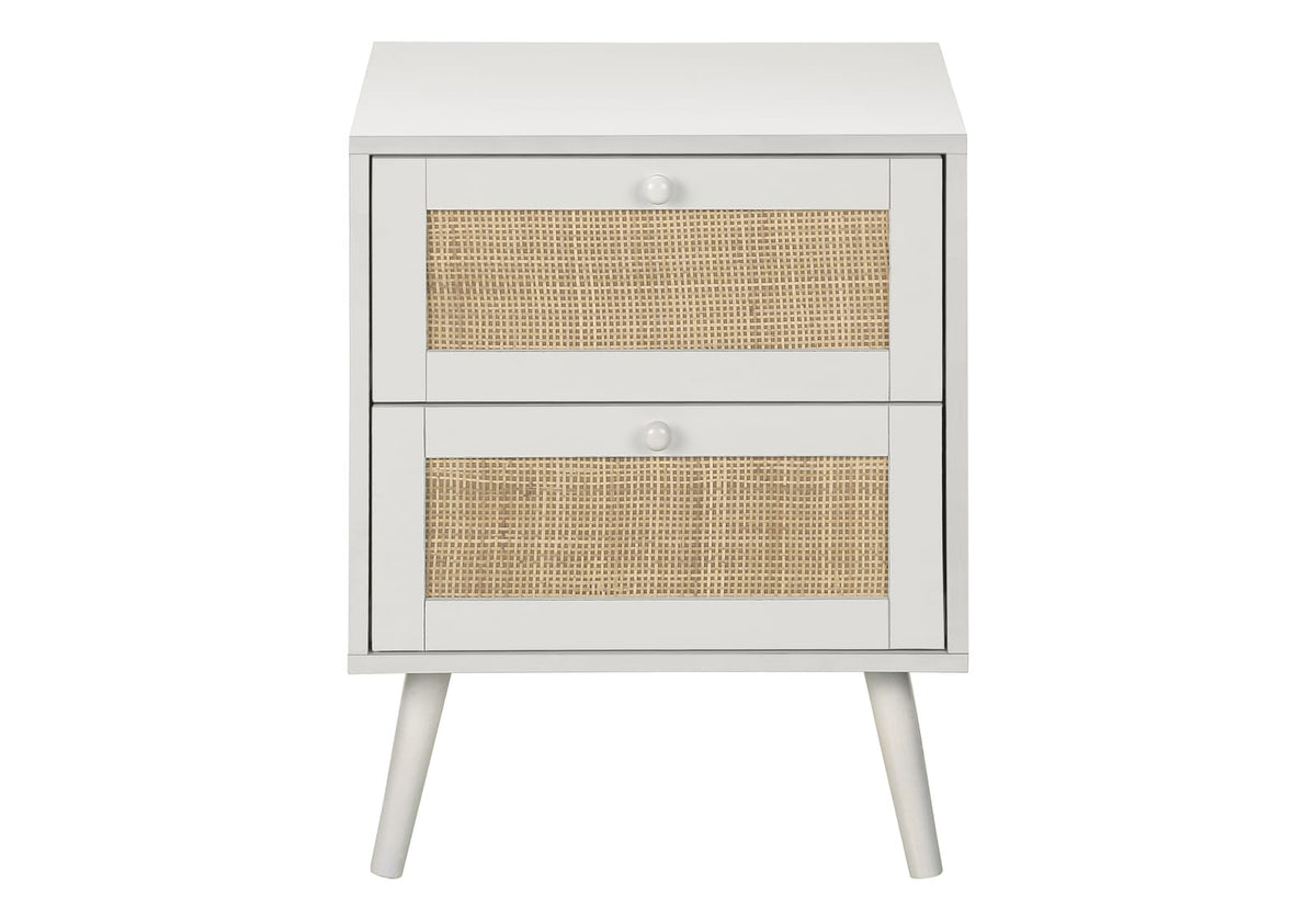White Accent Table with Storage Drawers - Nightstand or End Table for Living Room