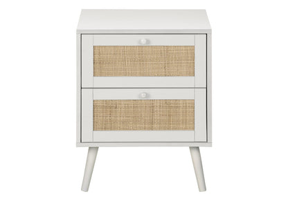 White Accent Table with Storage Drawers - Nightstand or End Table for Living Room