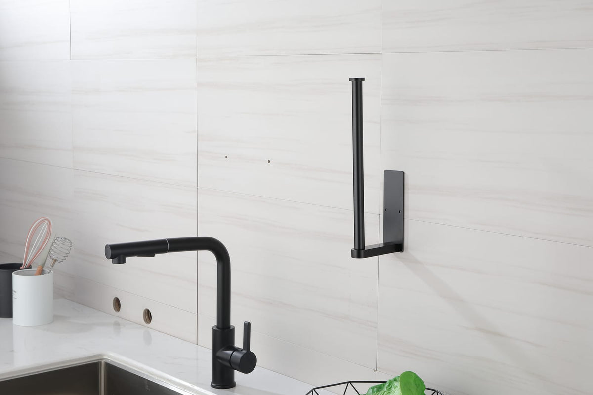 Matte Black Stainless Steel Paper Towel Holder for Kitchen Storage