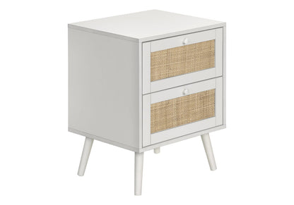 White Accent Table with Storage Drawers - Nightstand or End Table for Living Room