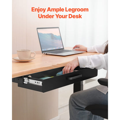 22 Inch Under Desk Drawer - Black Steel Storage