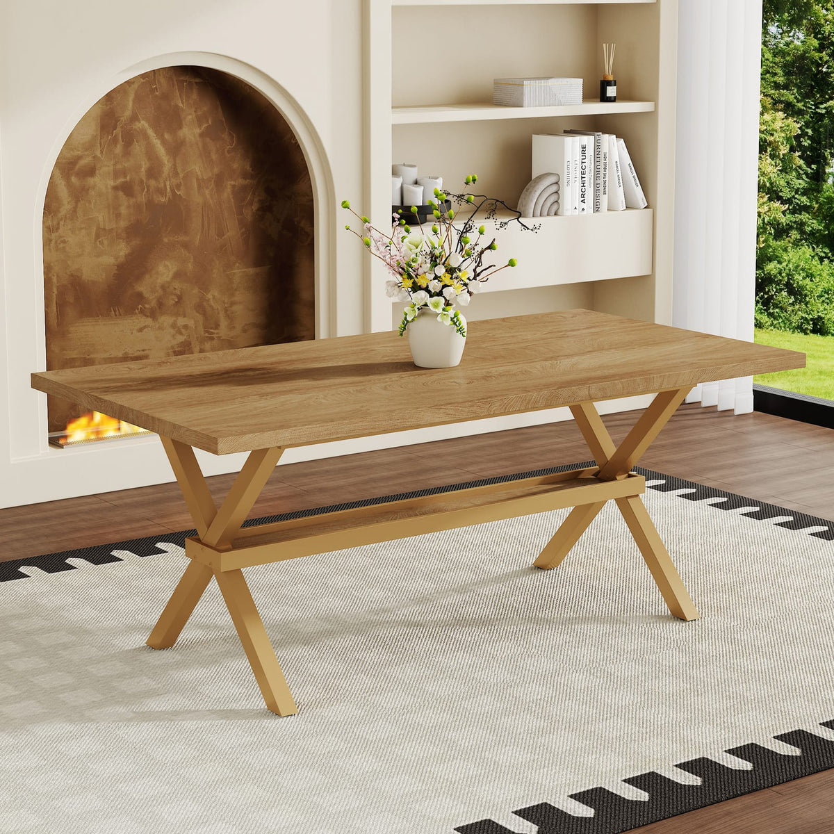 71 x 35.4 Wood Dining Table - Modern Minimalist Style