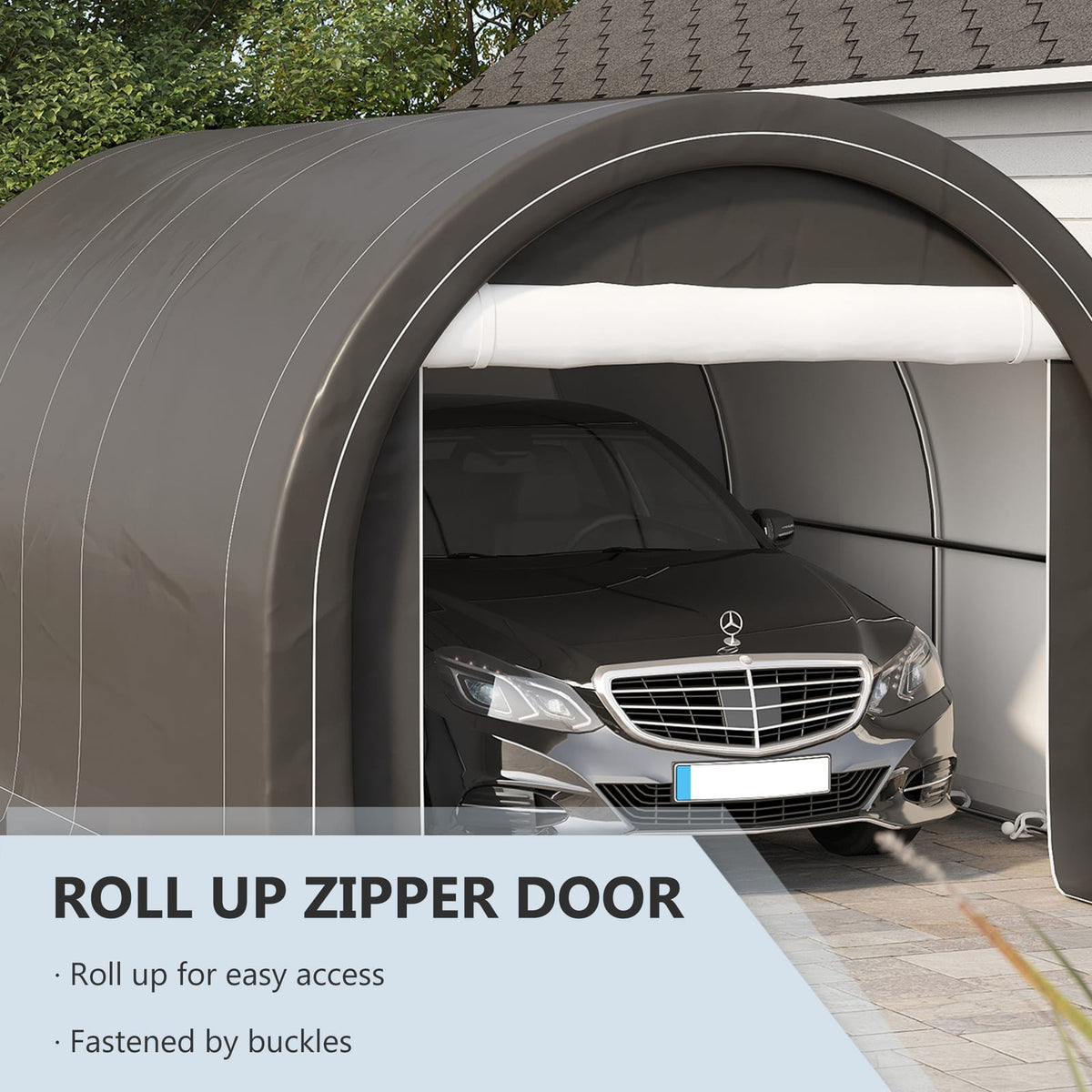 Outsunny 10' x 16' Carport - Heavy Duty Steel Garage Tent, Grey