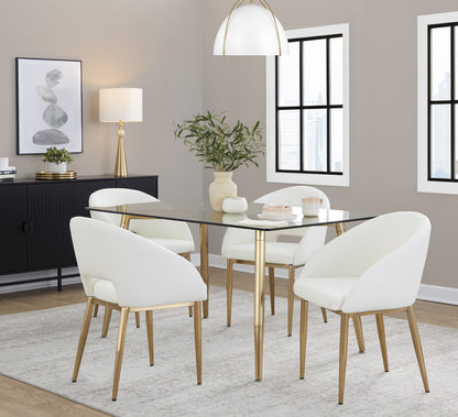 Gold Glass Dining Table with Metal Legs for Modern Dining Room