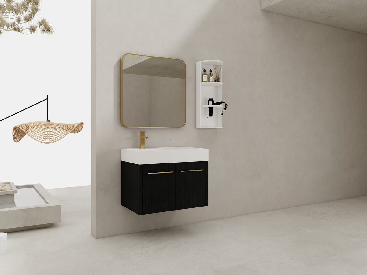 30 Inch Black Chestnut Bathroom Vanity with Sink & Storage - KD Package