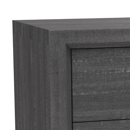 Gray Wood Nightstand with Two Drawers for Bedroom