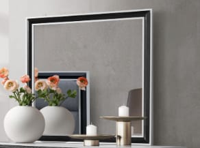 Black & Grey Modern Vanity Mirror with Storage