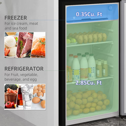 HOMCOM 3.2 Cu.Ft Mini Fridge - Compact Refrigerator, Silver for Dining Room