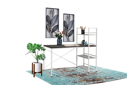 Reversible Smart Workstation Desk - Brown & White for Home Office