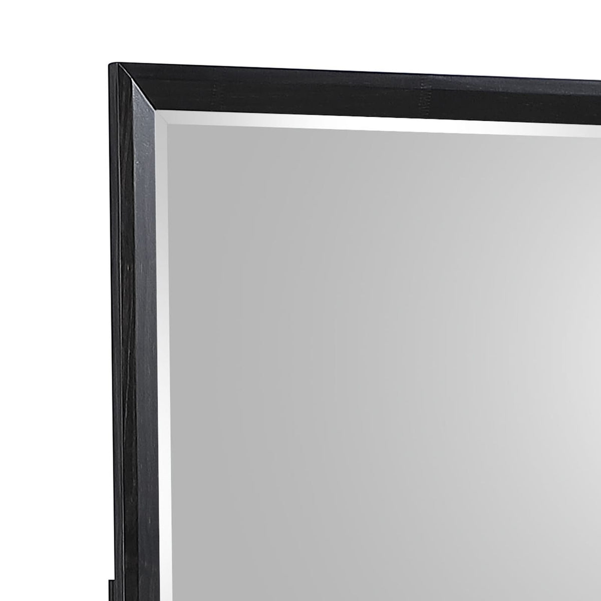 Walnut Wood Vanity Mirror with Beveled Glass for Modern Bedroom