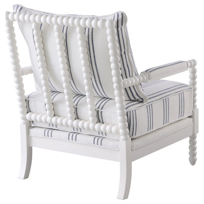 White and Navy Upholstered Stripe Accent Chair - 29.5"W