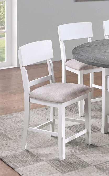 Antique White Round Dining Table with 6 Chairs